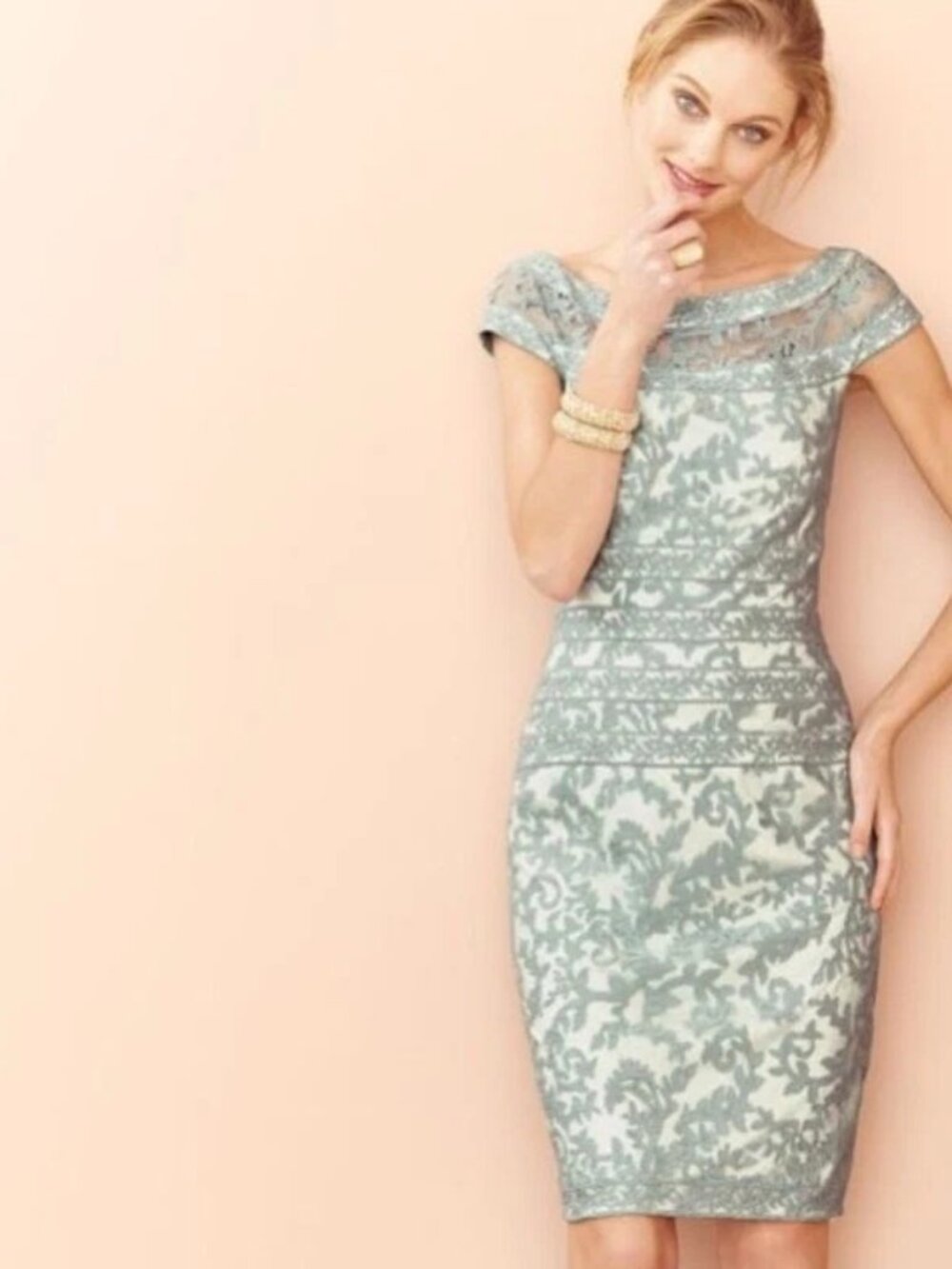 Tadashi Shoji Mint Green Lace Cocktail Dress